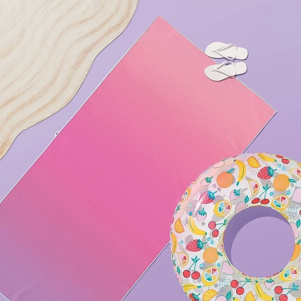 Purple Pink Ombre Sand Resistant Beach Towel - Picture 3 of 4